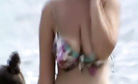 Sweet nipple slip on the beach