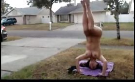Naked Headstand Outside
